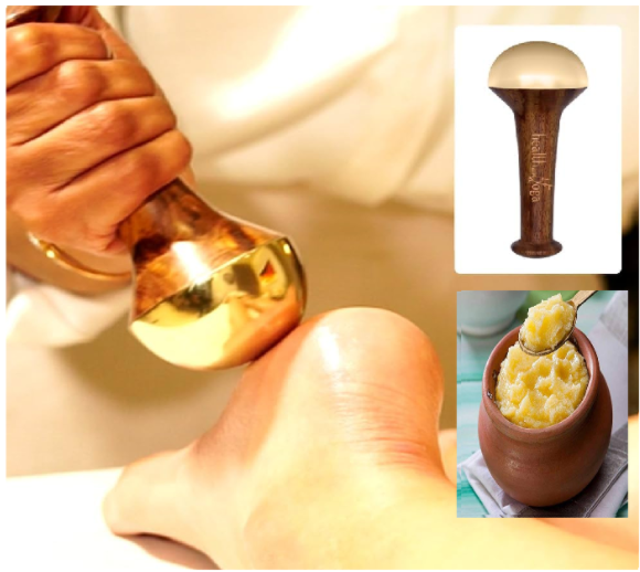 Foot massage with ghee